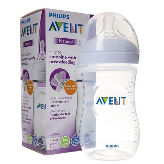 Philips Avent, Natural, Butelka do karmienia Natural, 260 ml, 1 m+ Philips Avent