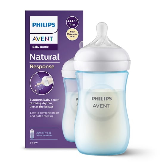 Philips Avent, Responsywna butelka do karmienia Natural 260ml  SCY903/21 niebieska Philips Avent