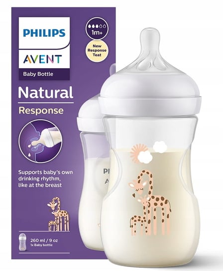 Philips Avent, Responsywna butelka do karmienia Natural 260ml SCY903/66 Żyrafy Philips Avent