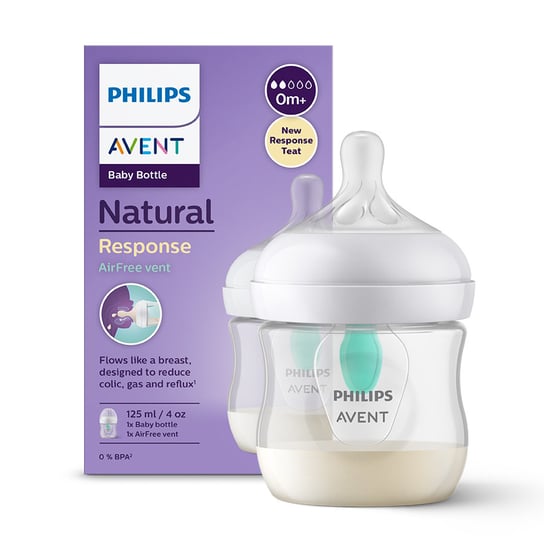 Philips Avent, Responsywna butelka do karmienia Natural z wentylem Air Free 125ml SCY670/01 Philips Avent