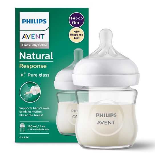 Philips Avent, Szklana responsywna butelka do karmienia Natural 120ml SCY930/01 Philips Avent