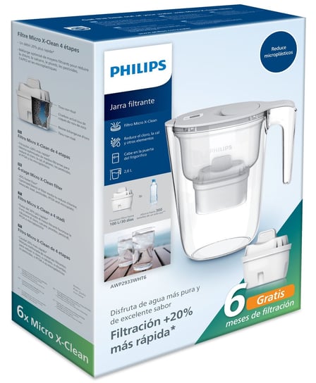 Philips Dzbanek filtrujący 2.6L biały + zestaw 6 szt. filtrów AWP2933WHT6/58 Philips