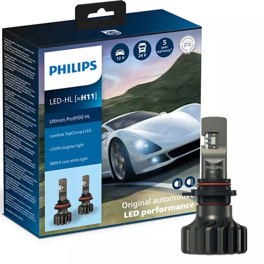 Philips Ultinon Pro9100 Z Ekskluzywną Samochodową Diodą Led Lumileds [~H11] Philips