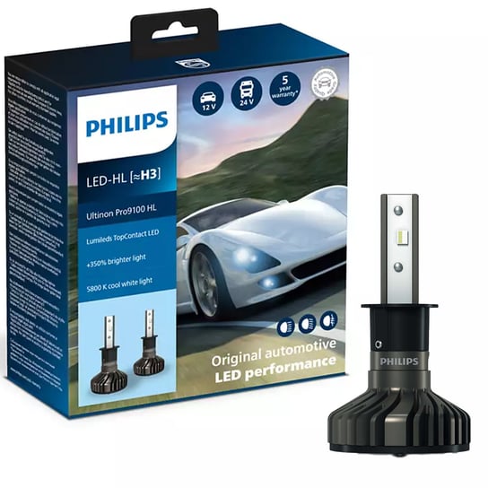 Philips Ultinon Pro9100 Z Ekskluzywną Samochodową Diodą Led Lumileds [~H3] Philips