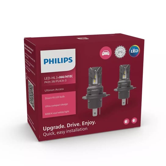 Philips Żarówka Led H4 / H19 Ultinon Access Łatwy Montaż 2Szt. 6000K Philips