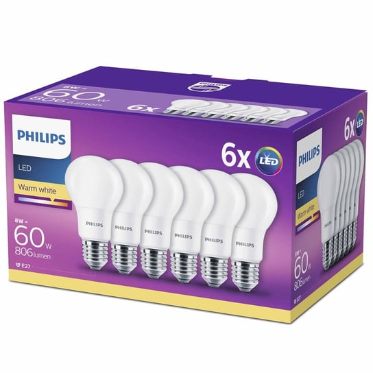 Philips Żarówki LED, 6 szt., 8 W, 806 lumenów Philips