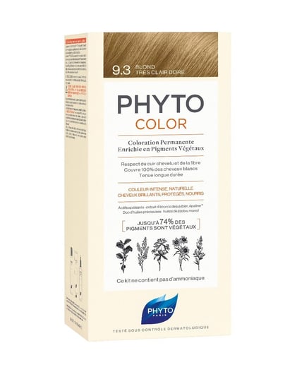 PHYTO PHYTOCOLOR, Farba do włosów, 9.3 Bardzo jasny złoty blond Phyto