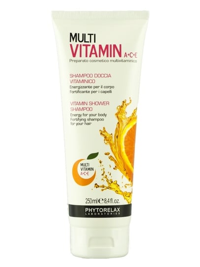 Phytorelax, Multi Vitamin A+C+E, multiwitaminowy szampon do włosów i ciała pod prysznic, 250 ml Phytorelax