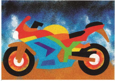 Piaskowe Obrazki Kolorowanki  Zabawki Kreatywne Dla Chłopców I Dziewczynek - 17 - Motocykl Piaskowe Obrazki