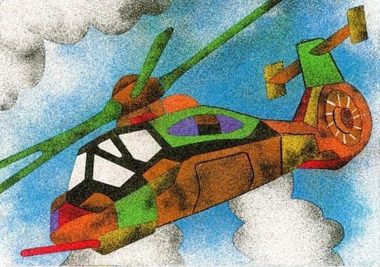 Piaskowe Obrazki Kolorowanki  Zabawki Kreatywne Dla Chłopców I Dziewczynek - 19 - Helikopter Piaskowe Obrazki