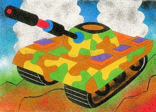 Piaskowe Obrazki Kolorowanki Zabawki Kreatywne Dla Chłopców I Dziewczynek - 20 - Czołg Piaskowe Obrazki