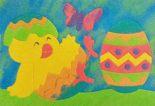 Piaskowe Obrazki Kolorowanki  Zabawki Kreatywne Dla Chłopców I Dziewczynek - 23 - Kurczaczek Piaskowe Obrazki