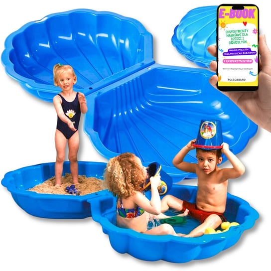 Piaskownica Plastikowa Zamykana 2W1 Basen Dla Dzieci Psa Piaskownica Muszelka Prezent Dla Dziecka + Ebook Pltb
