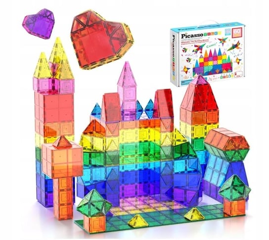 PICASSO TILES PT60 Klocki magnetyczne 3D Montessori 60 elementów KOLOROWE PicassoTiles