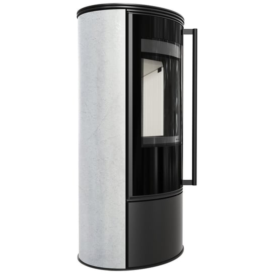 Piec stalowy ERIK FI 150 5,5 kW ozdobna ceramika akumulacyjna WHITE NATURAL Kratki