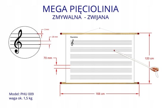 Pięciolinia plansza - największy format, oprawa PHU Lewandowski