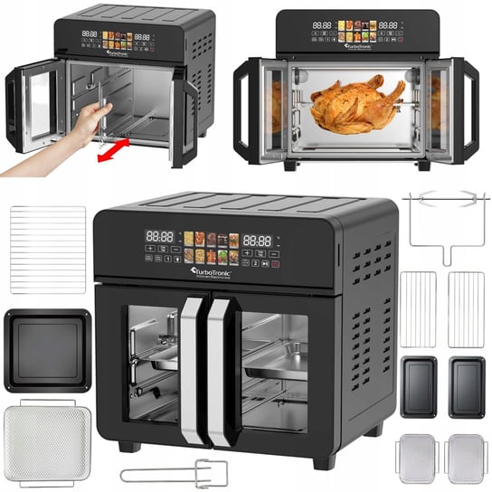 Piekarnik 23L TurboTronic dehydrator termoobieg grill rożno do smażenia Rapid AIR 2200w Czarny TurboTronic
