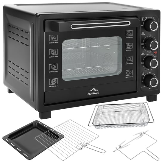 Piekarnik Elektryczny 45L 2000W Termoobieg Rożno Grill Suszarka Do Grzybów I Owoców Dehydrator 2W1 Gerhaus