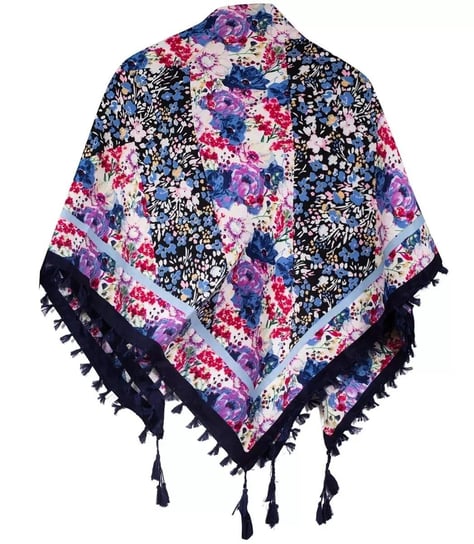 Piękna chusta szalik z frędzlami print w kwiaty Agrafka