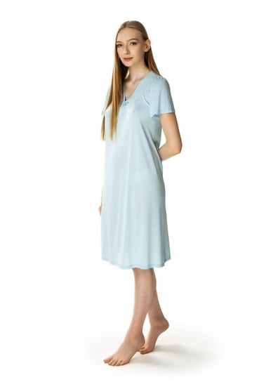 Piękna damska koszula nocna Consuela : Kolor - Niebieski, Rozmiar - 38 Mewa Lingerie