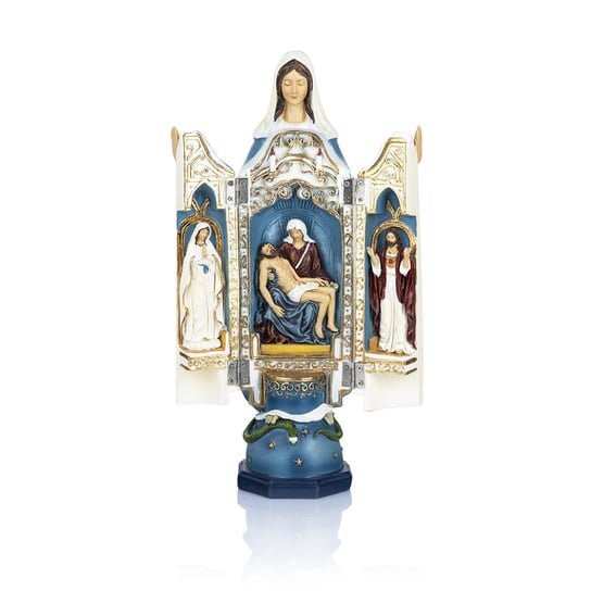 Piękna Figurka Matki Boskiej Tryptyk MATKA BOŻA NIEPOKALANA Pieta SERCE JEZUSA Przenajświętsza Panienka dla Katolika Święte Miasto