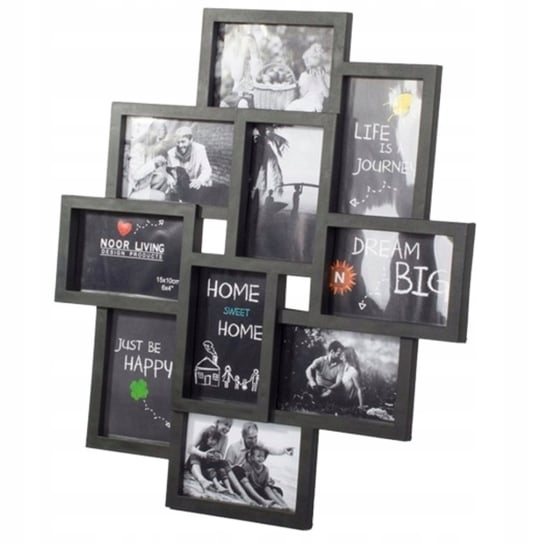 PIĘKNA RAMKA 3D DUŻA MULTIRAMKA FOTOGRAFICZNA10 ZDJĘĆ 54x49 CM CZARNA Ruhhy