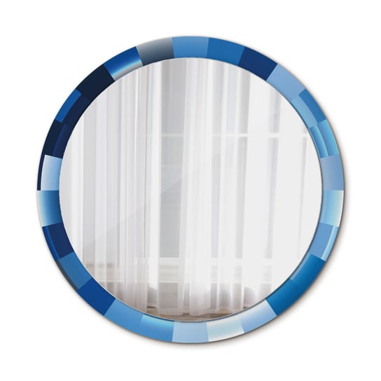 Piękne Okrągłe Lustro Niebieski abstrakcyjny 100cm Tulup