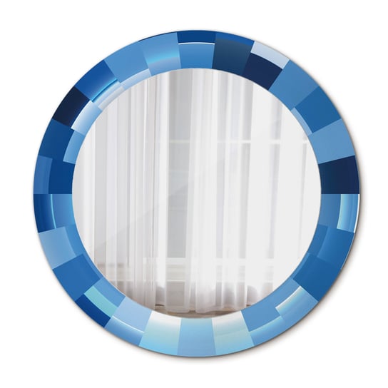 Piękne Okrągłe Lustro Niebieski abstrakcyjny 60cm Tulup