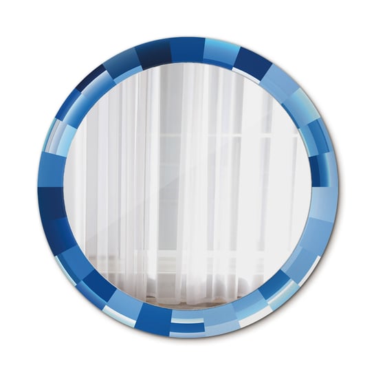 Piękne Okrągłe Lustro Niebieski abstrakcyjny 80cm Tulup