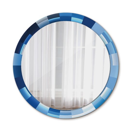 Piękne Okrągłe Lustro Niebieski abstrakcyjny 90cm Tulup