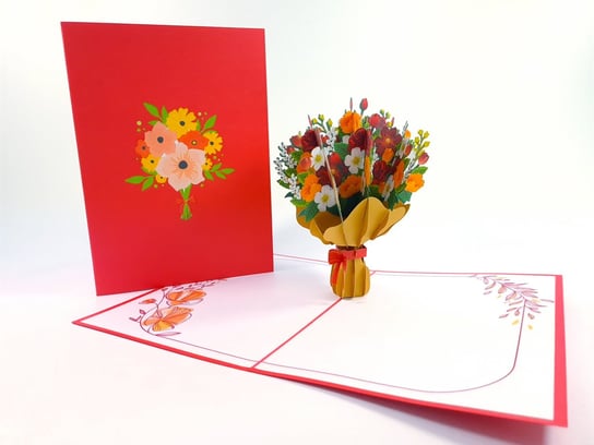 Piękny Bukiet Kwiatów Kartka 3D Dzień Kobiet GrandGift