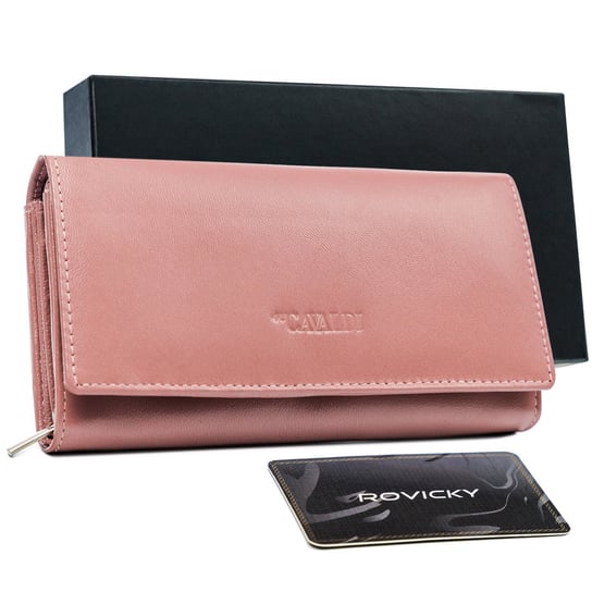Piękny, duży, skórzany portfel damski z RFID — Cavaldi 4U CAVALDI