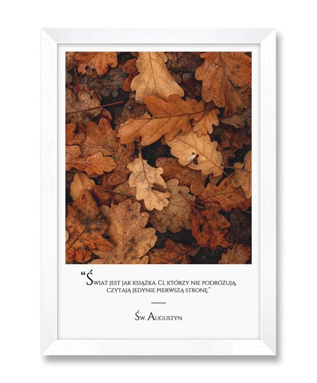 Piękny plakat obraz na ścianę jesienne liście w ramie Św. Święty Augustyn biała rama 23,5x32 cm iWALL studio