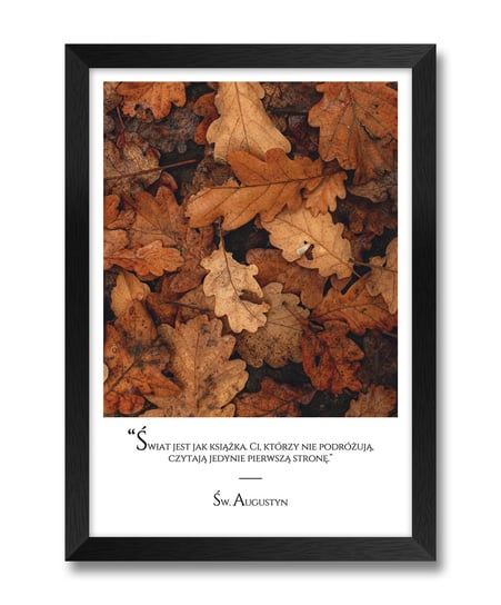 Piękny plakat obraz na ścianę jesienne liście w ramie Św. Święty Augustyn czarna rama 23,5x32 cm iWALL studio