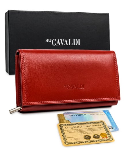 Piękny portfel damski Cavaldi® skóra naturalna 4U CAVALDI