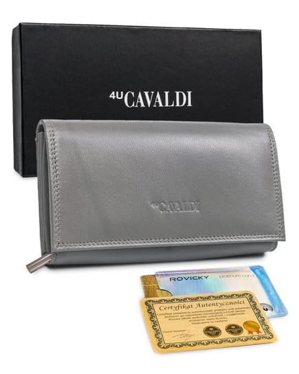 Piękny portfel damski Cavaldi® skóra naturalna 4U CAVALDI