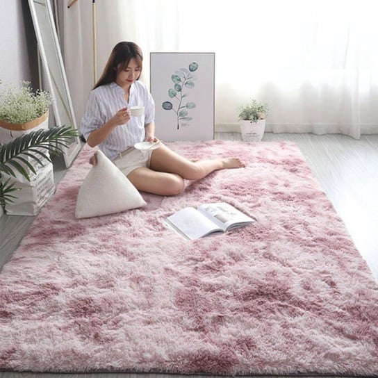 Piękny puchaty dywan, róż shaggy 100x160 brak danych