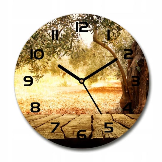Piękny szklany zegar ścienny Drzewo oliwne fi 30cm Inna marka