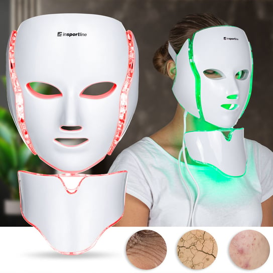 Pielęgnacyjna maska ​​LED na twarz i szyję terapia fotonowa inSPORTline Hilmana inSPORTline