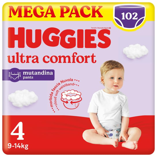 Pieluchomajtki Huggies Ultra Comfort Rozmiar 4 (9-14Kg) 102 Szt Huggies