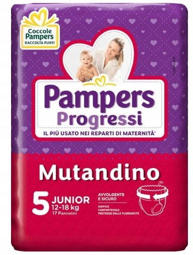 Pieluchomajtki Pampers Progressi Mutandino Pants 5 Junior 12-18KG 17 szt. Pampers
