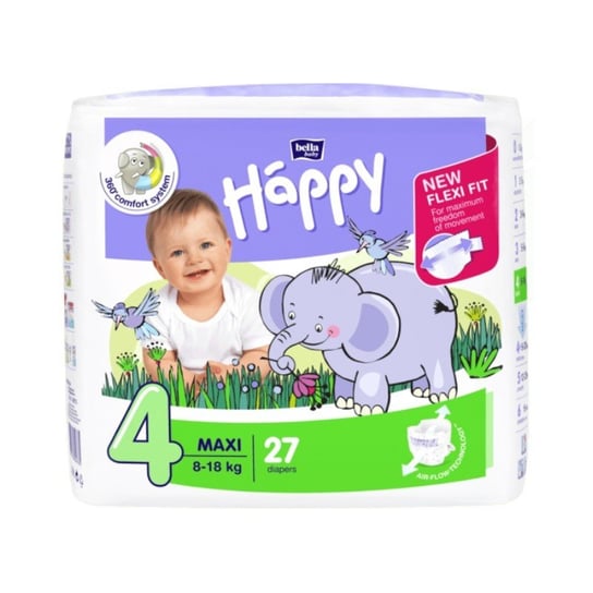 Pieluszki dla dzieci Bella Baby Happy New Flexi Fit Maxi (4) 8-18 kg 27 szt. Bella Baby Happy
