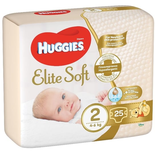 Pieluszki Huggies Elite Soft Newborn Rozmiar 2 (4-6kg) 25 Szt Huggies