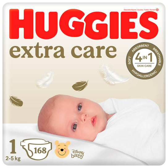 Pieluszki Huggies Extra Care Newborn Rozmiar 1 (2-5Kg) 168 Szt Huggies