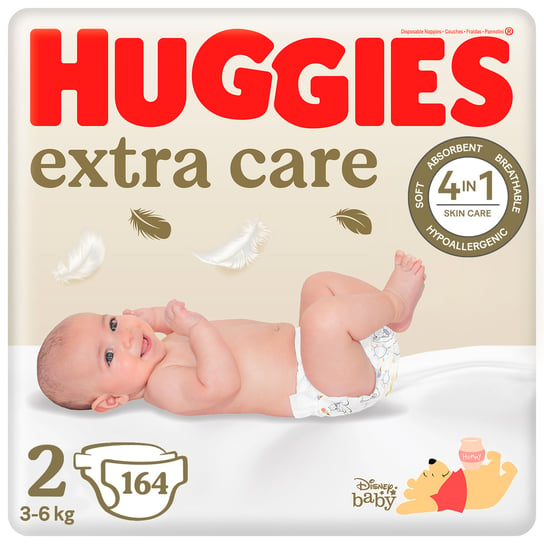 Pieluszki Huggies Extra Care Rozmiar 2 (3-6Kg) 164 Szt Huggies