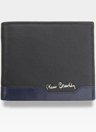 Pierre Cardin, Portfel skórzany męski, Blue Mirror, Tilak37 8824, czarny/niebieski, ochrona RFID, mały Pierre Cardin