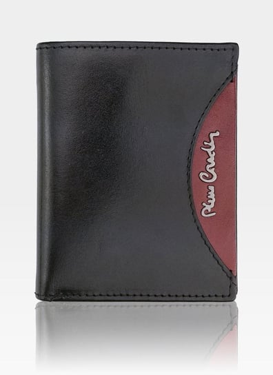 Pierre Cardin, Portfel skórzany męski, Tilak29 1810, czarny/czerwony, ochrona RFID, mały Pierre Cardin