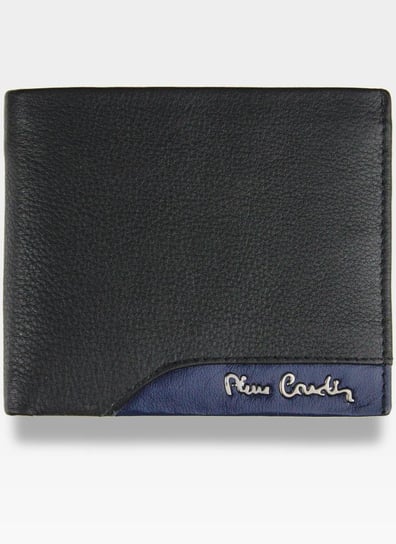 Pierre Cardin, Portfel skórzany męski, Tilak34 8824, czarny/niebieski, ochrona RFID, mały Pierre Cardin