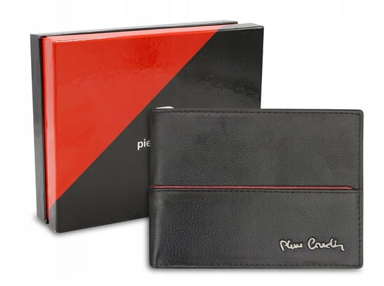 Pierre Cardin, Portfel skórzany męski, Tilak38 8804, czarny/czerwony, ochrona RFID Pierre Cardin