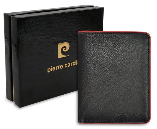 Pierre Cardin, Portfel skórzany męski, Tumble 326, czarny/czerwony, ochrona RFID Pierre Cardin